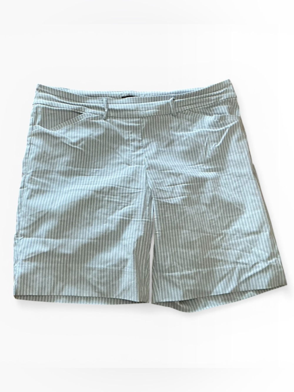 Men's Light Blue Striped Flat Front Shorts